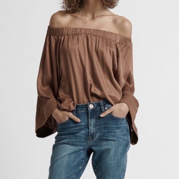 FREE PEOPLE One Teaspoon Boy Bowie Blouse Top Off the Shoulder Flare Wide Sleeve - Picture 8 of 14